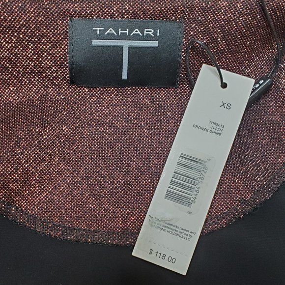 T Tahari Women's Bronze Shine Metallic Full Zip Cropped Jacket SZ XS - Picture 4 of 9